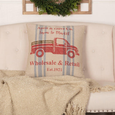 Farmer's Market Delivery Truck Pillow 18x18 VHC Brands - The Fox Decor